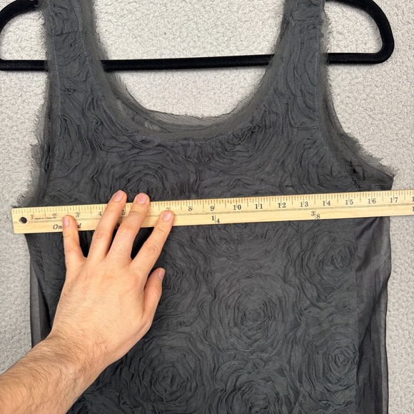 J Crew Dress Womens 2 Black Silk Lined Textured Tulle Shift Floral Romantic Goth - Picture 10 of 13